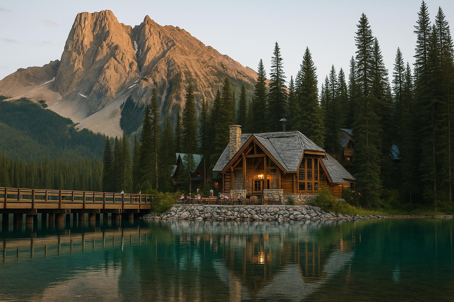 Oceanfront resort at sunset