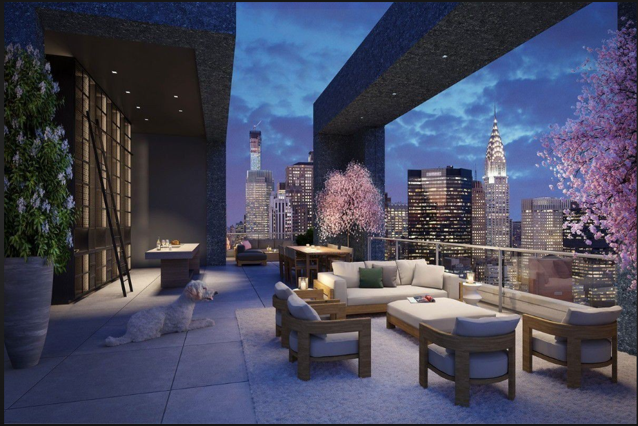 City skyline penthouse view
